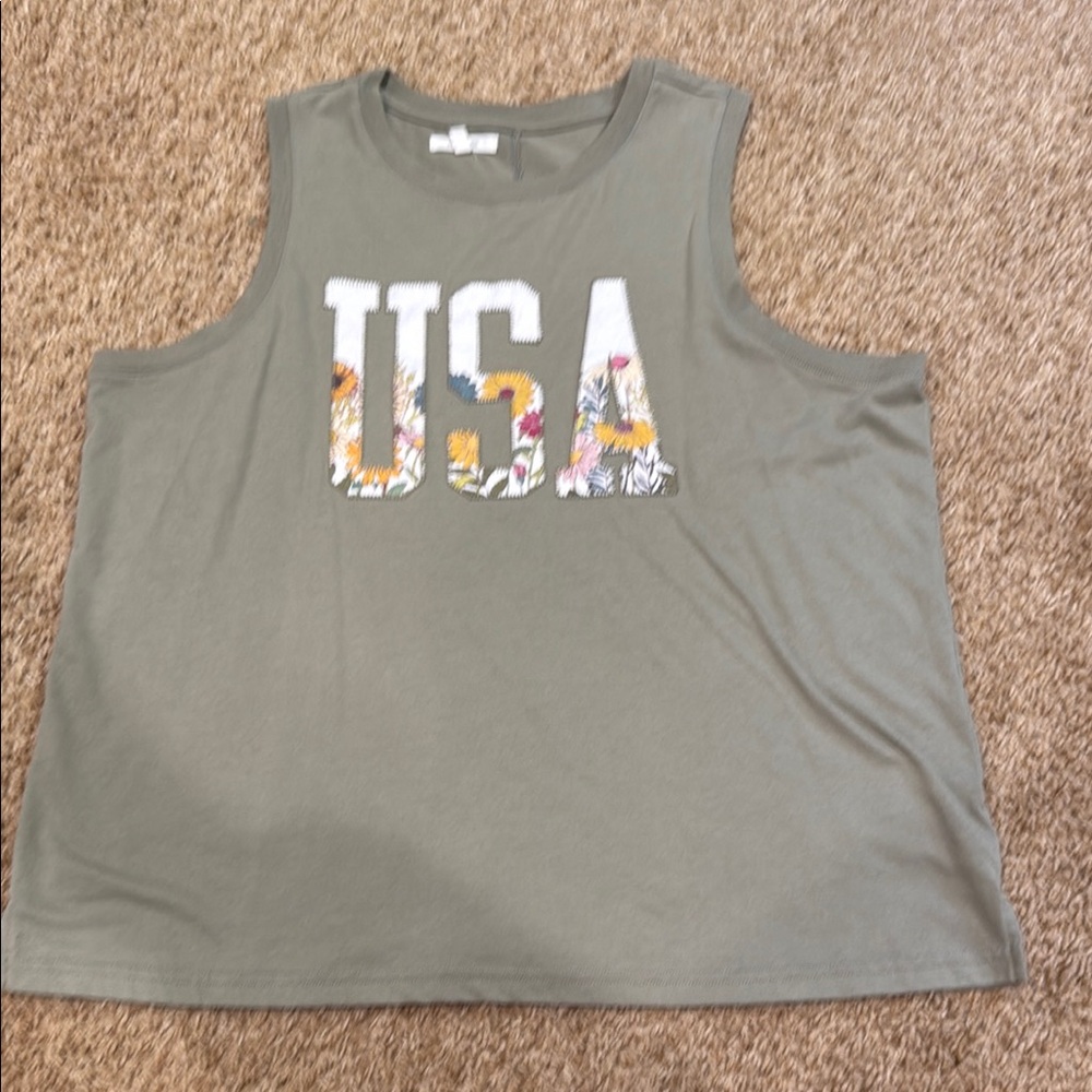 Maurice’s Green USA Graphic Tank Top